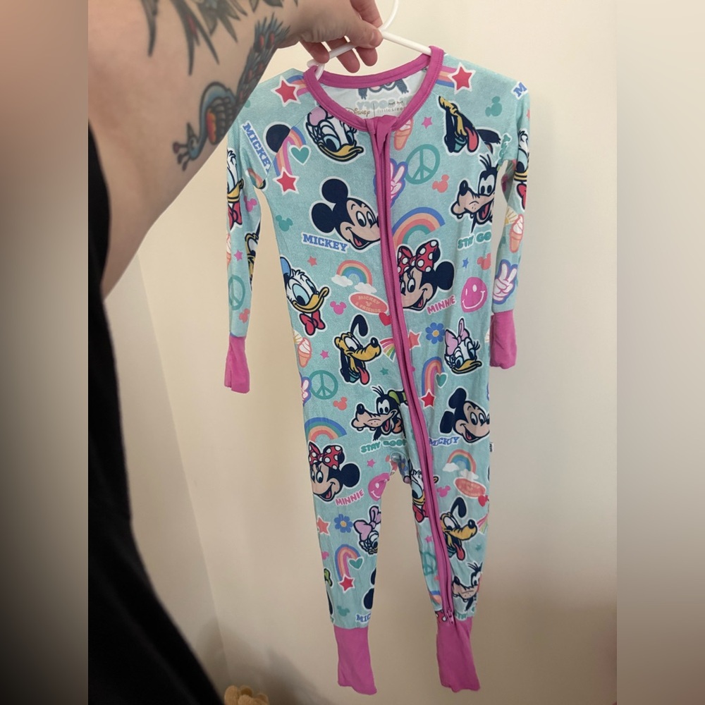 Disney Mickey and Friends Kids Footie - Blue and Pink